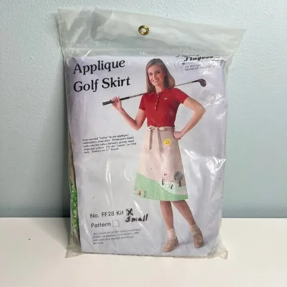 Vintage 80s Golf Skirt Applique Kit Flying Fingers Pattern Project Size Small