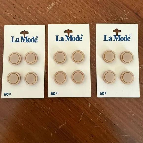 Vintage La Mode Tan Replacement Buttons Set of 12 | New on Original Cards | Size