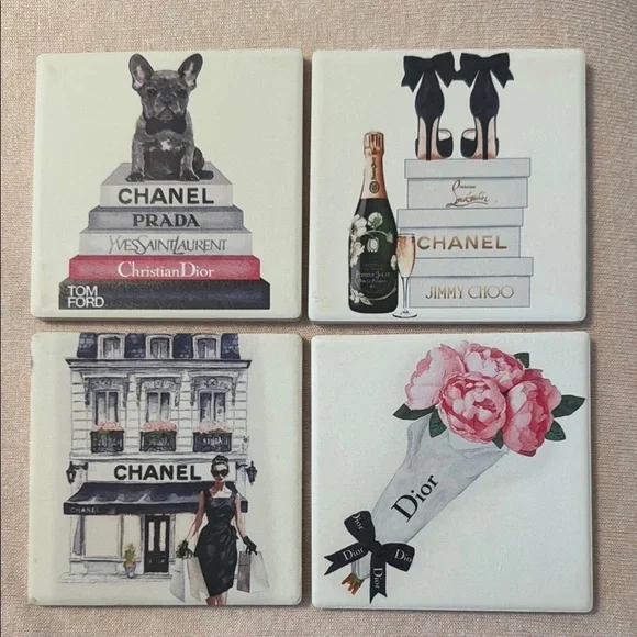 Chanel and Dior Lux Designer Themed Decorative Coasters