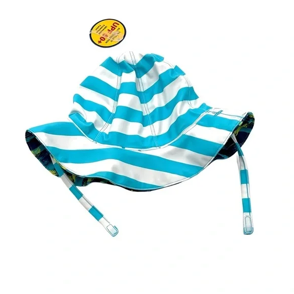 Tucker Tate Baby Reversible Swim Sun Hat UPF 50 Blue White Striped 0-12M Infant