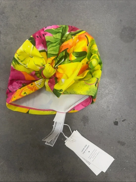NWT!!! Janie and Jack Bright Yellow Fruit Print Baby Headwrap Swim 12-24 months