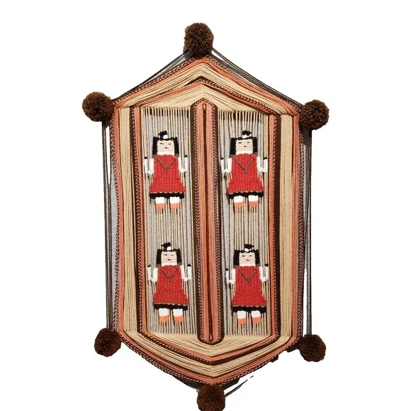 Vtg Wall Hanging Fiber Art Macrame Hand Woven Native Indian Dream Catcher 32