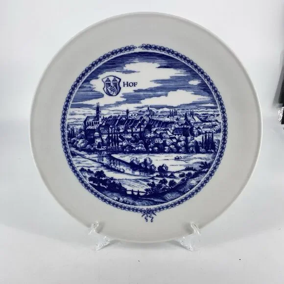 Vintage Schonwald Germany Blue Porcelain Display Plate 10.5” Ernst Huck