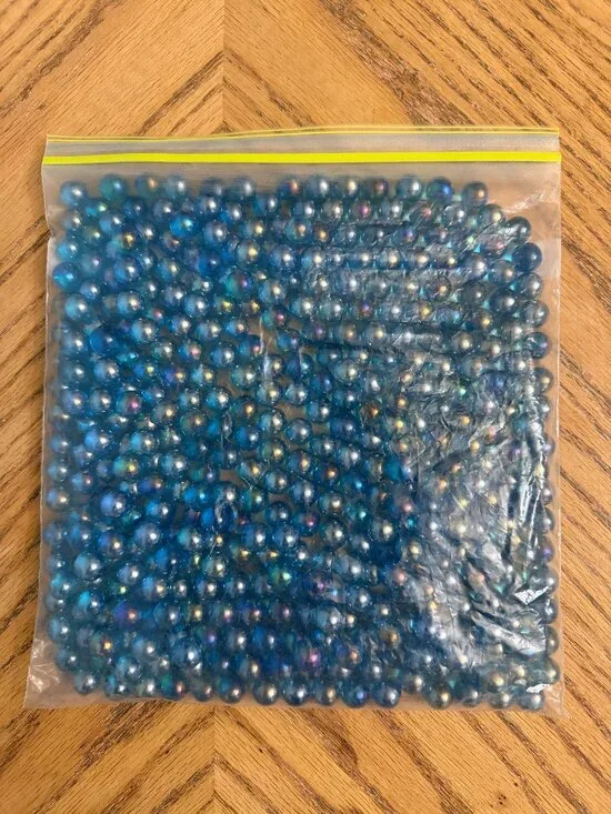 3+ LBS Blue Glass Beads Iridescent Solid Marbles Vases Aquariums Crafts