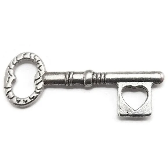 6pcs Key Charms, heart, jewelry making‎
