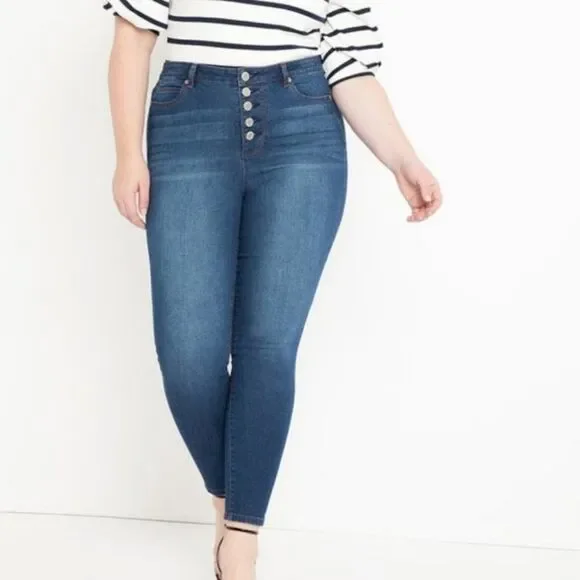 Eloquii 16 & 28 Peach Lift Button Fly Jean
