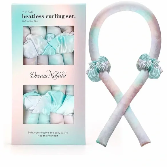 Dream‎ Nebula Satin Heatless Curling Set - Pastel Mint & Pink