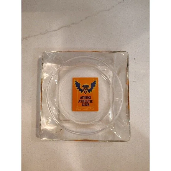 VINTAGE Glass Ashtray Ash Tray ATHENS ATHLETIC CLUB OAKLAND CAL 1950's