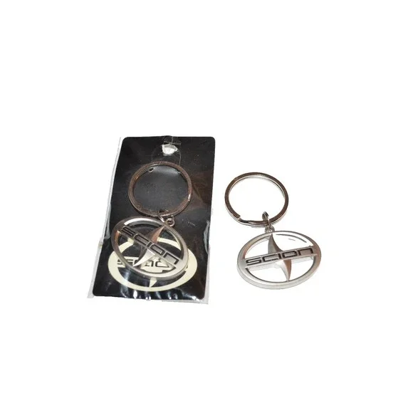 SCION Logo Keychain Silver Oval Metal Key Ring set of‎ two