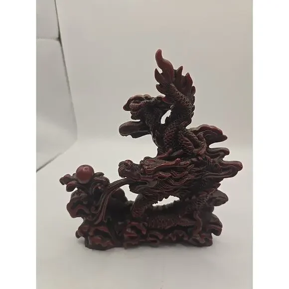 Vintage Handcrafted Resin Dragon Statue 6”long x 6.5”h