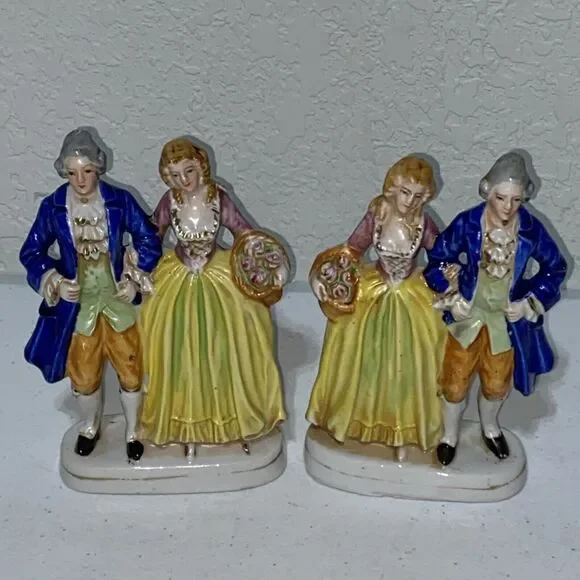 VTG Made In Occupied Japan Victorian Couple Courting Figurine Set 2 Porcelain 6”
