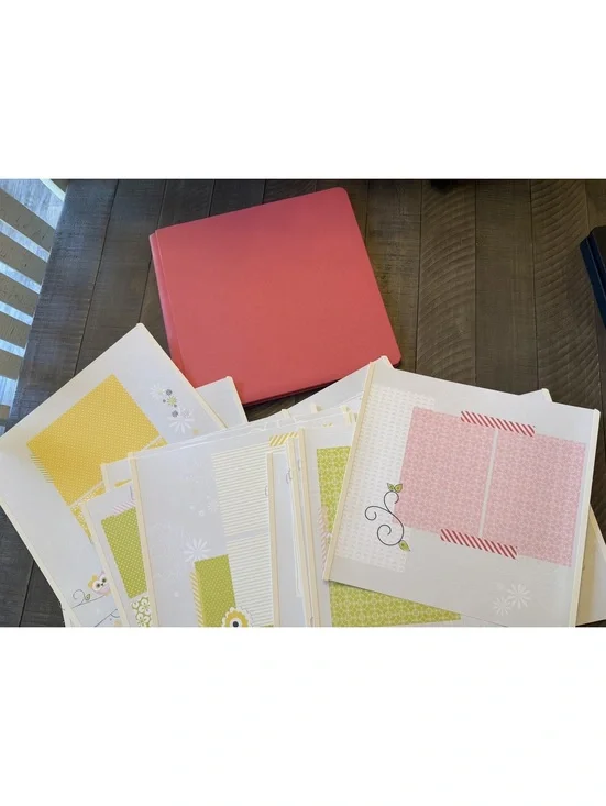 Creative Memories 12x12 scrapbook album with girly/baby girl page inserts