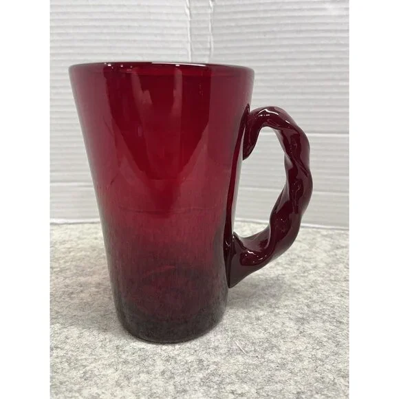Vintage Swedish Ruby Red Glass Jug by Monica Bratt 1950s Style Reijmyre Glasbruk