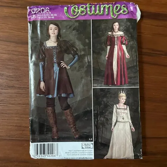 UNCUT Simplicity Pattern 0206 Costume Size 6-14 Renaissance