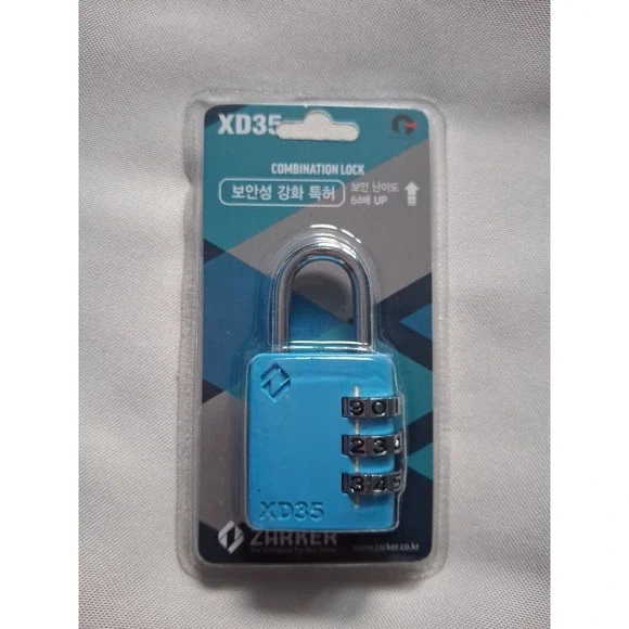 ZARKER XD35 Padlock- 3 Digit Combination Lock for Gym, Sports, School   Blue