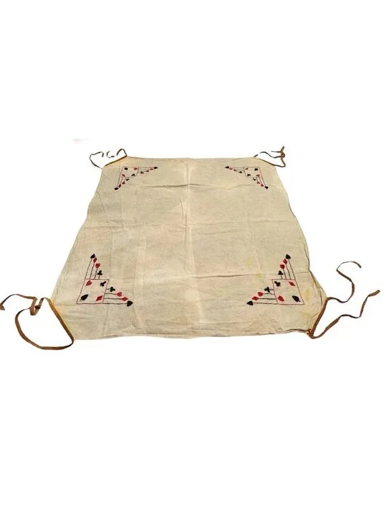 Vintage Handmade Card Suit Embroidered Linen Apron Gambling Casino Poker Theme 2