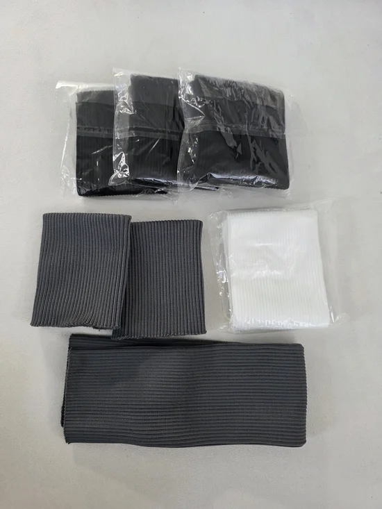6 Ribbed Knit Cuff Trim Sets in Black, White And Grey Sewing Notions