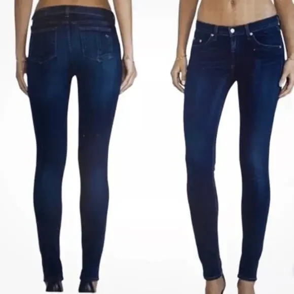 Rag & Bone‎ Olive Harrow Skinny Jeans Sz 24 Dark Wash Mid Rise Luxe Chic Denim