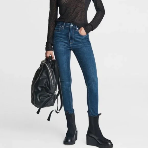 rag & bone NINA High-Rise Ankle Skinny Womens 27 Blue Denim Jean Stretch