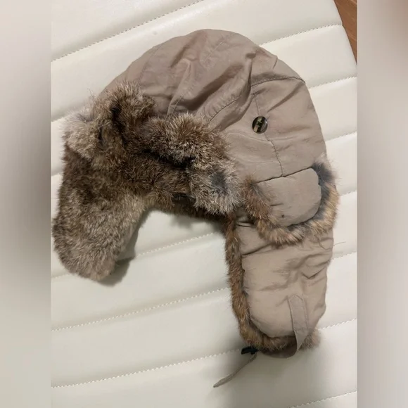 Vintage Style Trapper bomber winter hat with flaps Hat Fur Trim size L kids