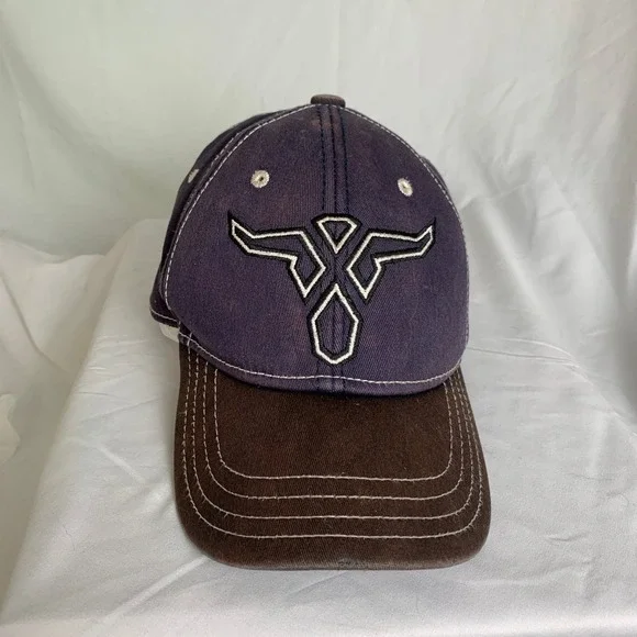 Wrangler 20X Hat Boys Youth Blue Brown Fitted Cotton Spandex Baseball Cap Flaw