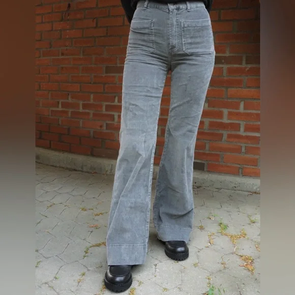 Jeanerica St. Monica Gray Corduroy Wide Leg Pants Flare Sz 25 Sailor Minimalist