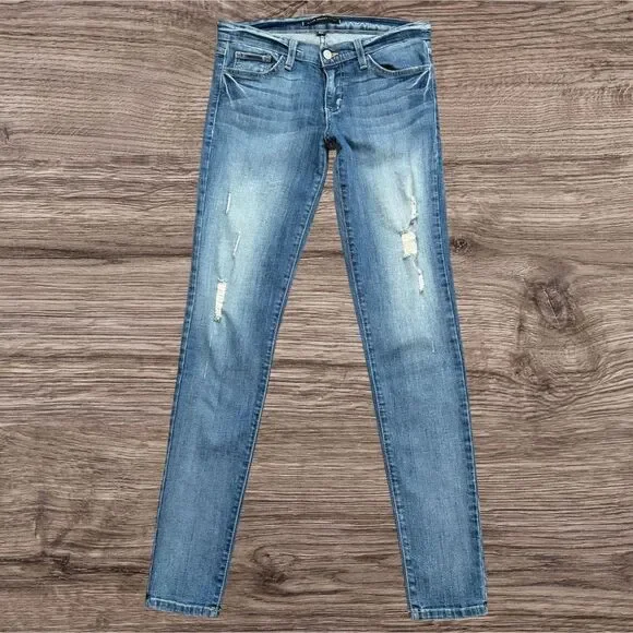 Flying Monkey Platinum Blue Distressed Skinny Jeans Made in USA Size 27