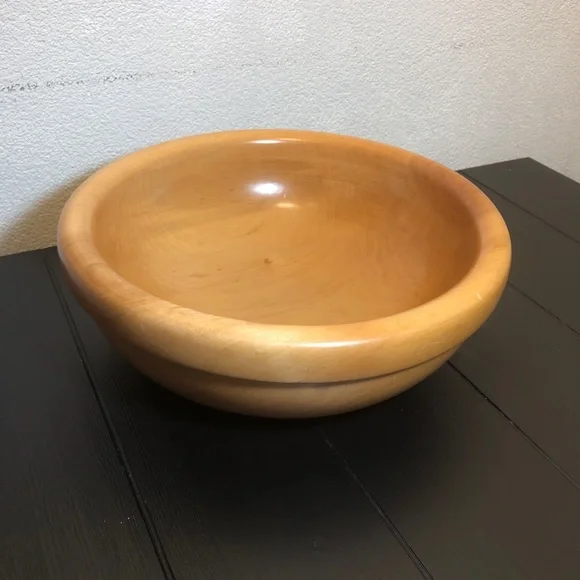 Manzoni Pietro Vietri Woodware Wooden Bowl HandMade 13.25X4.5 in Made In Italy