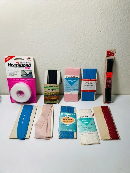 Vintage Assorted Sewing Hems and Bias Tape Bundle - Blue, Pink, Red, White