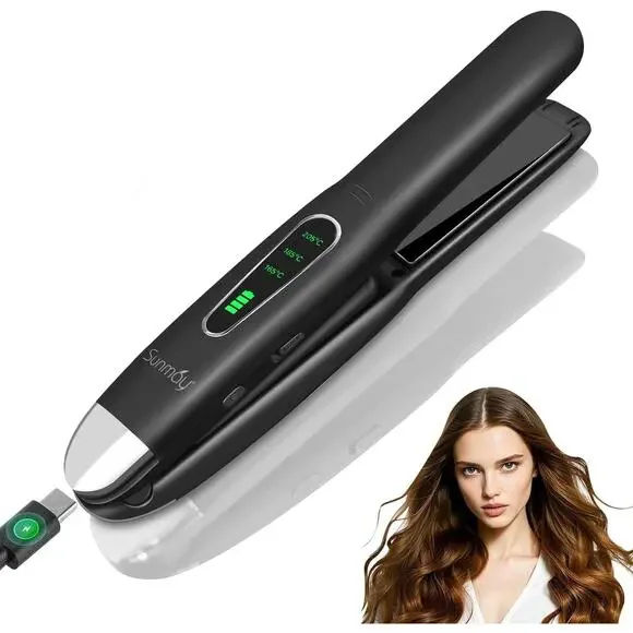 SUNMAY Cordless Hair Straightener – Portable 2-in-1 Flat Iron & Curler