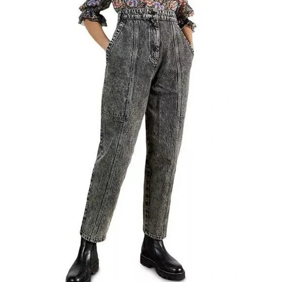 NWT Ted Baker Kelliey Grey Acid Wash Peg Leg Jeans - Size 32 (US 12)‎