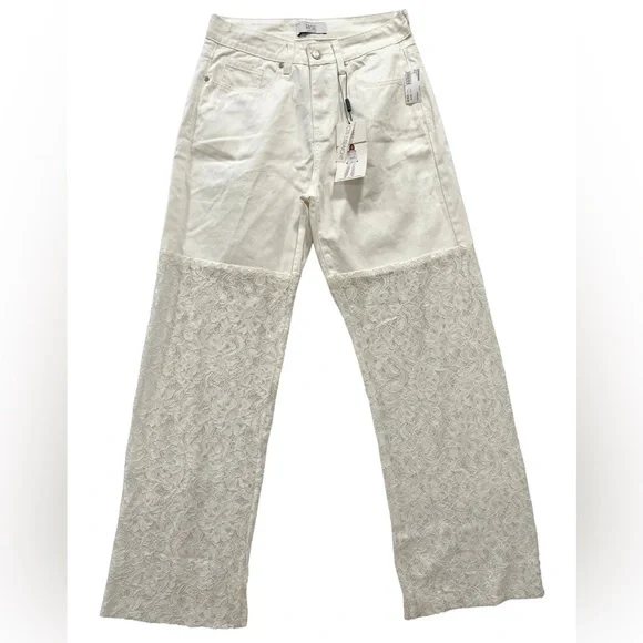 NWT Rise Supply Co. Citi Straight White Lace Overlay Jeans Juniors Size 9