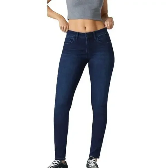 Mavi Jeans Co. Alexa Mid Rise Skinny Dark Wash Denim Jeans Stretch Supersoft 27