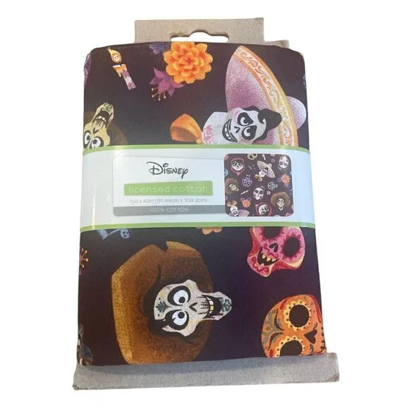 Coco and Friends Head Toss Cotton Fabric - 1 Yard Precut Halloween Day Of Dead
