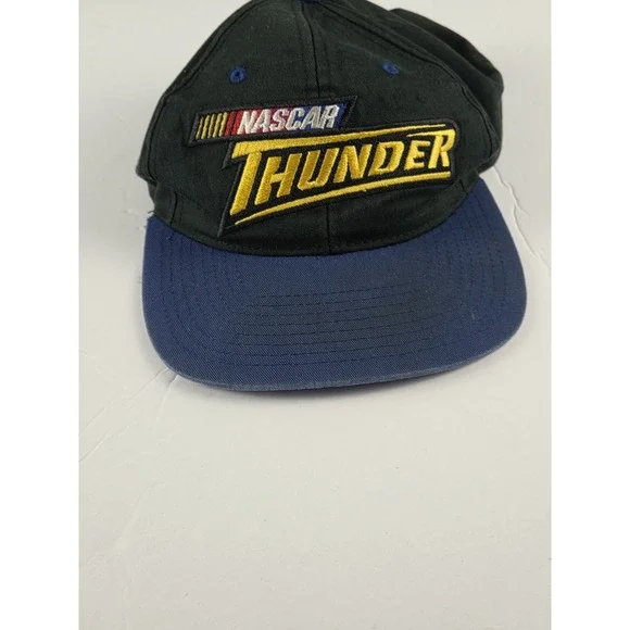 Nascar Thunder Ball Cap Snapback Hat Checkered Flag Black‎ Blue