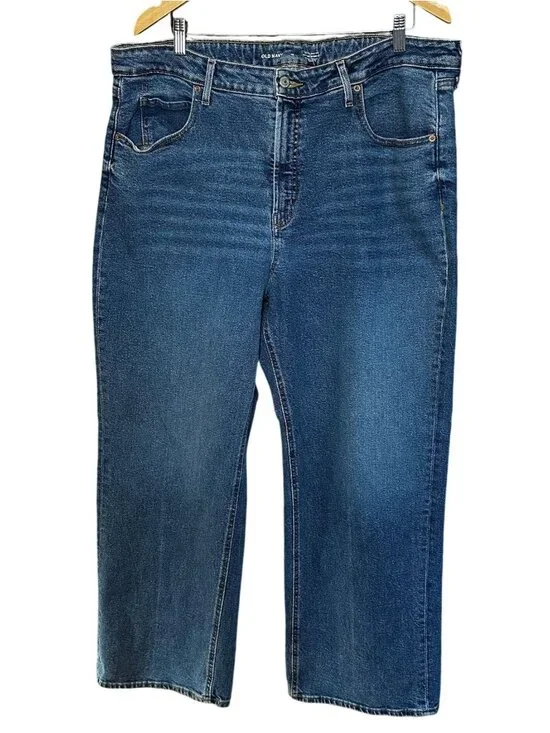 Old Navy Sky-Hi Wide Leg Jeans Plus Size 18 High Rise Medium Wash Stretch