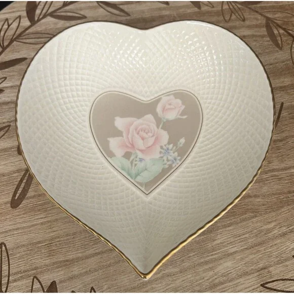 Mikasa ROSE DUET Taupe Heart Candy Dish Ivory Bone China Japan 6