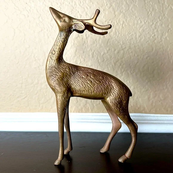 Vintage MCM Brass Reindeer, Deer, Antlers, Bambi, Christmas Decor, Naturalist