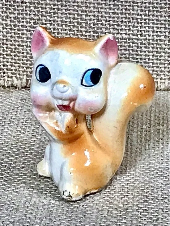Vintage Baby Squirrel Figurine 2.25 Inches Tall Kitsch Woodland Cute Twee Animal