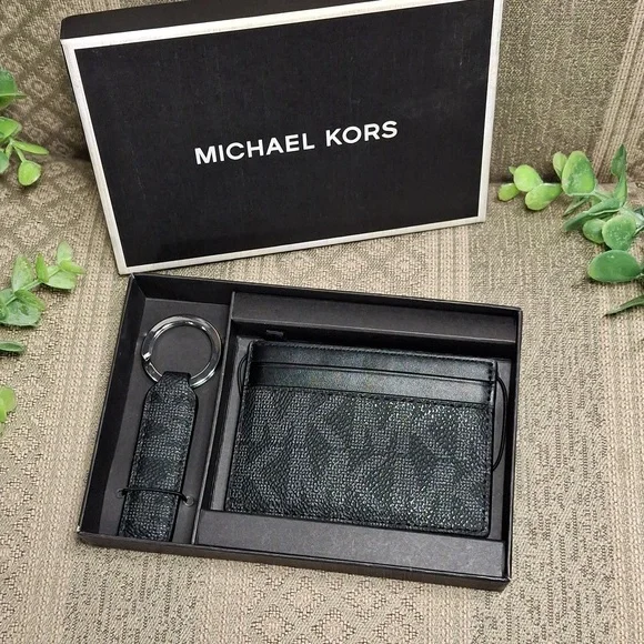 Michael Kors Signature Card Case & Keychain Box Set