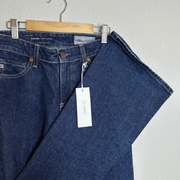 AG Adriano Goldschmied‎ Angeline Mid Rise Flare Jeans Dark Indigo 24 NWT Japan