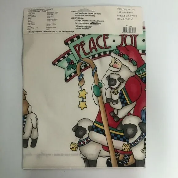 daisy kingdom no sew fabric‎ appliqué country santa christmas peace vintage