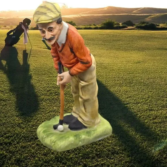 Capodimonte Man Playing Golf Mustache Marked Arnart Imports  Figurine 8