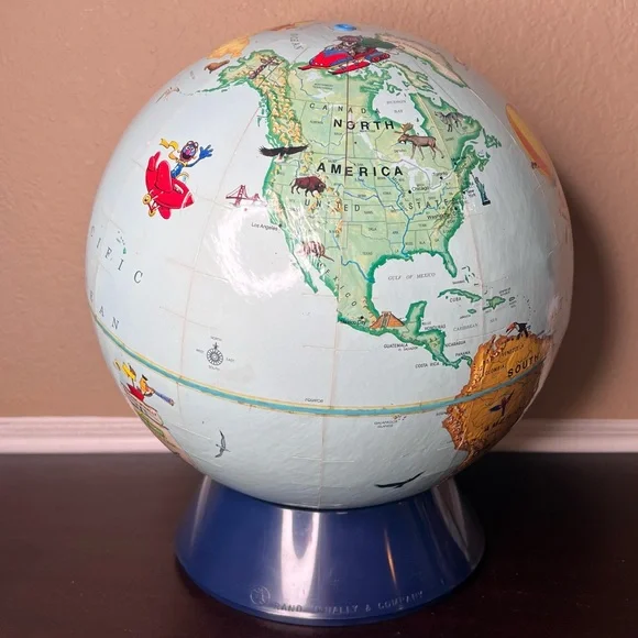 Vintage 1985 Sesame Street World Globe Rand McNally Muppets Educational Globe US
