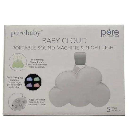 New Pure Baby Cloud Portable Sound Machine and Color-changing Night Light