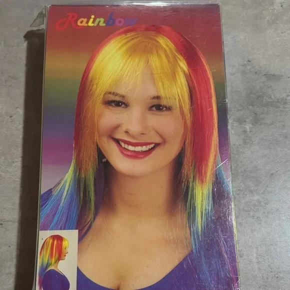 Rainbow Women's Colorful Wig with Red, Yellow, and Blue Cosplay Pride Festival