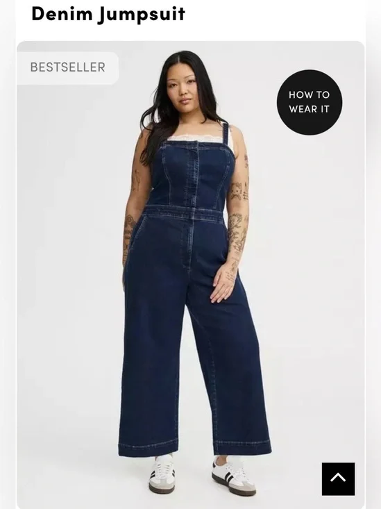 torrid Dark Blue Denim Wide-Leg Overalls size 2