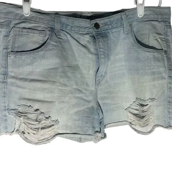 Mossino’s Distressed Boyfriend Denim Shorts Blue Size 14