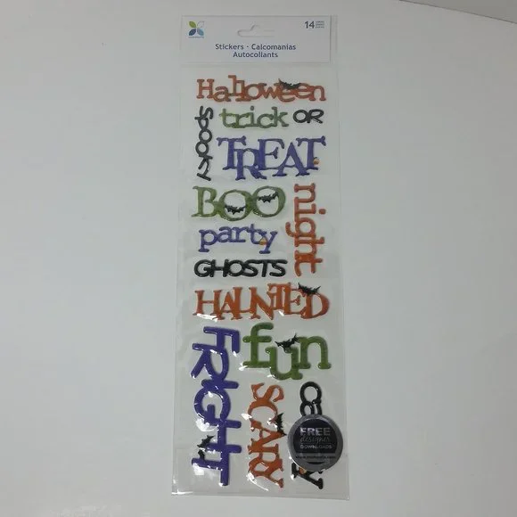 2 Halloween Puffy Phrases Acid Free Stickers