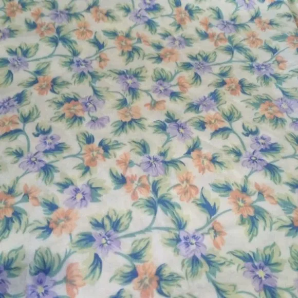 FABRIC #1045 Fabric - Cotton - Cream Floral Lilac Peach Print 2 3/4 yd x 44